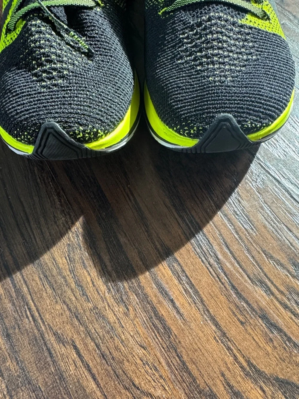 Nike Men’s Black and Neon Green Flyknit Running Shoes, Like New, Sz 10